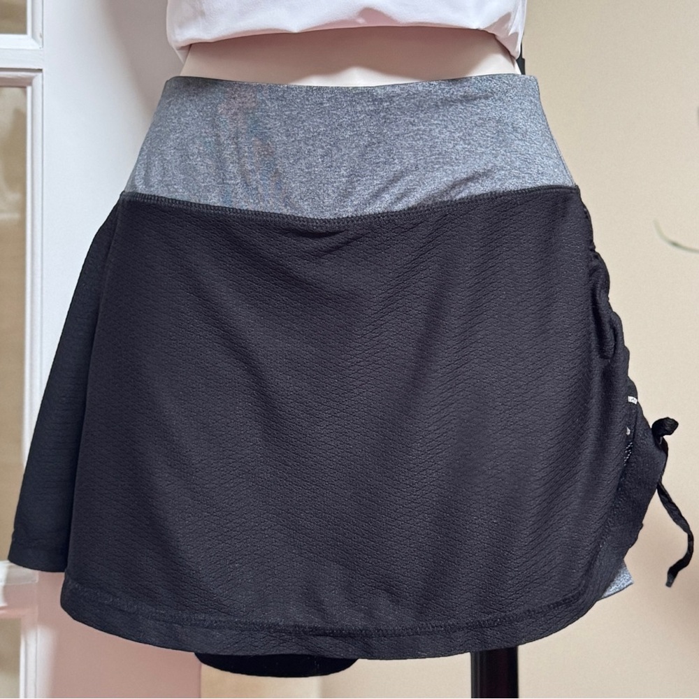 Black and Gray Skorts with Side-Tied